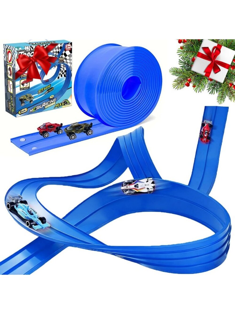 Easter Basket Stuffers for Kids - Flex Tracks 16.4 Ft Starter Set Flexible Race